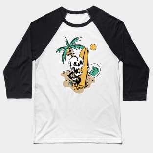 Surfer Skull Funny Man Baseball T-Shirt